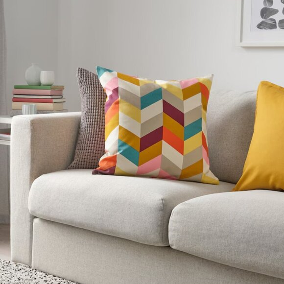 Ikea Cotton Chevron Pattern Pillow Covers 20 x 20" Colorful Double Sided 70s - Picture 5 of 7